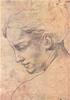 STAMPA DISEGNI 33X44 - MICHELANGELO STUDIO DI UNA TESTA - GALLERIA UFFIZI