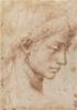 STAMPA DISEGNI 33X44 - MICHELANGELO TESTA FEMMINILE DI PROFILO