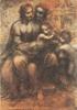 CARTOLINA DISEGNI LEONARDO DA VINCI - VERGINE COL BAMBINO, S.ANNA E S.GIOVANNI BATTISTA
