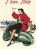 CARTOLINA D'ARTE VINTAGE - I LOVE ITALY