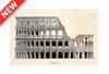 STAMPA VINTAGE 44X33 ARCHITETTURA ROMA COLOSSEO ORIZZONTALE