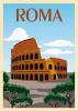 CARTA POSTER F.TO 50X70 ROMA COLOSSEO VINTAGE