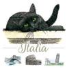 T-SHIRT GATTO ITALIA MONUMENTI  ORIZZ. MISURA L