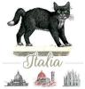 T-SHIRT GATTO ITALIA  MONUMENTI  ORIZZ. MISURA L