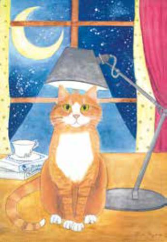 CARTA POSTER F.TO 50X70 - GATTO LUNA