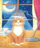 STAMPA VINTAGE 33X44 - GATTO LUNA